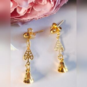 Vintage 80s Pretty Gold Dangle Earrings